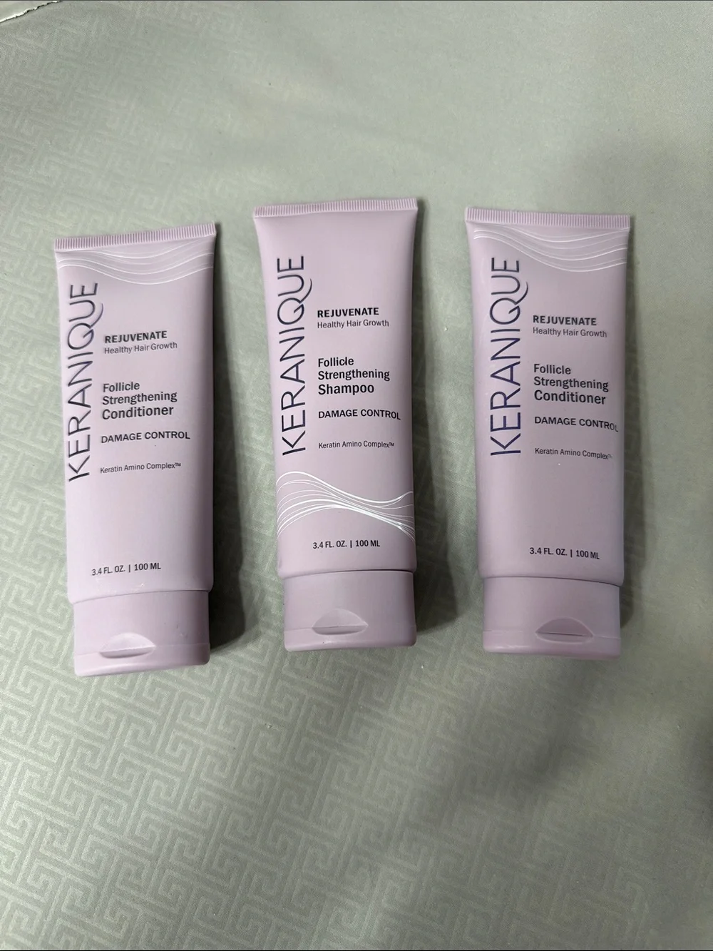 Keranique Rejuvenate Follicle Strengthening  Shampoo & Conditioner Lot of 3